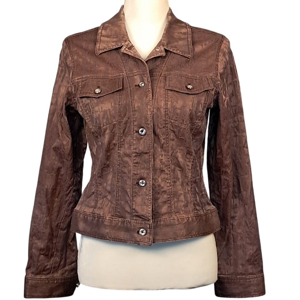 KYE M Korean Designer Brown Jacket Denimstyle K-Pop Streetwear Swarovski Crystal